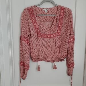 Amuse Society Bohemian Blouse in Rose and Red XS